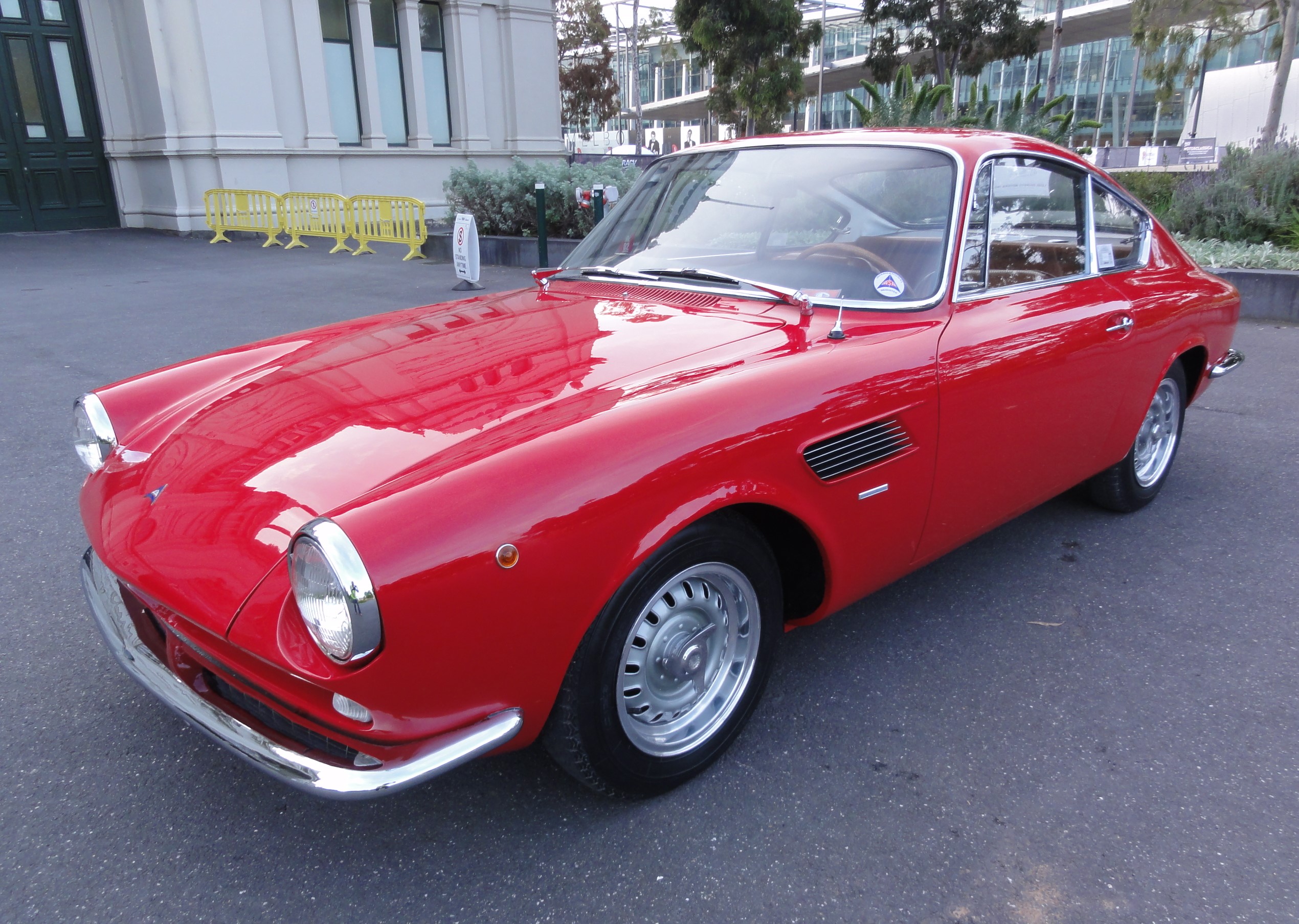 Front side view showing the egg crate grill similar to some Ferraris